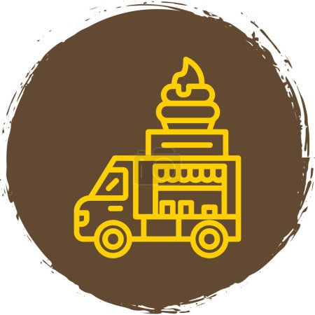 Téléchargez les photos : Illustration vectorielle plate de l'icône de camion de crème glacée - en image libre de droit