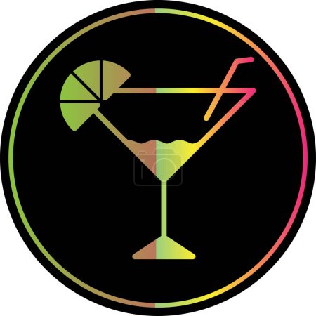 Téléchargez les illustrations : Cocktail martini icône plate, illustration vectorielle - en licence libre de droit