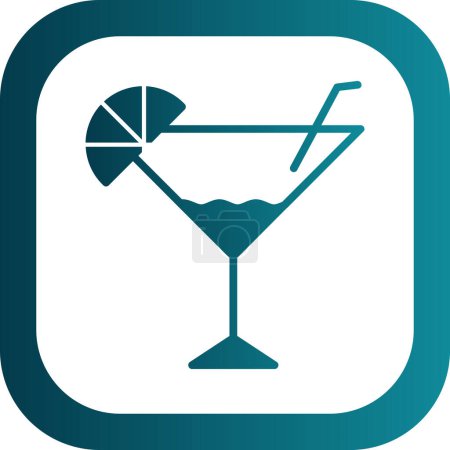Téléchargez les illustrations : Cocktail martini icône plate, illustration vectorielle - en licence libre de droit