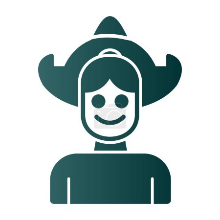 Illustration for Dutch woman icon. Girl wearing Dutch bonnet hat, traditional national woman costume element, vector illustration - Royalty Free Image