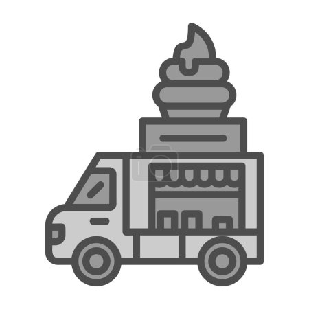 Illustration for Vector flat illustration of ice cream truck icon - Royalty Free Image