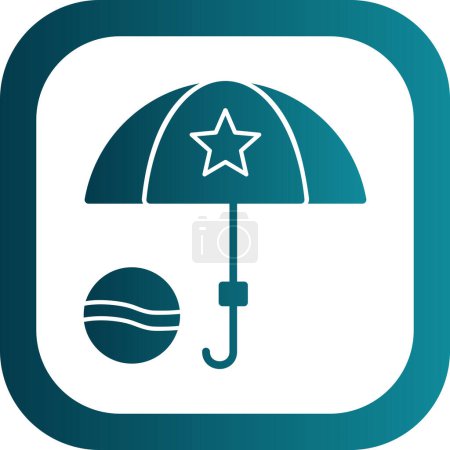 Illustration for Vector illustration of a beach umbrella with ball icon - Royalty Free Image
