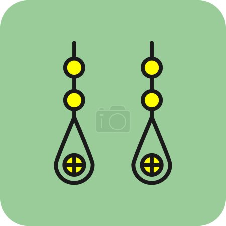 Téléchargez les illustrations : Boucles d'oreilles icône plate, illustration vectorielle - en licence libre de droit