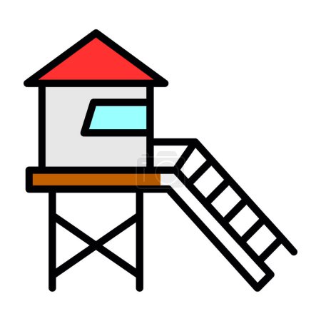vector illustration of Lifeguard tower icon                                    