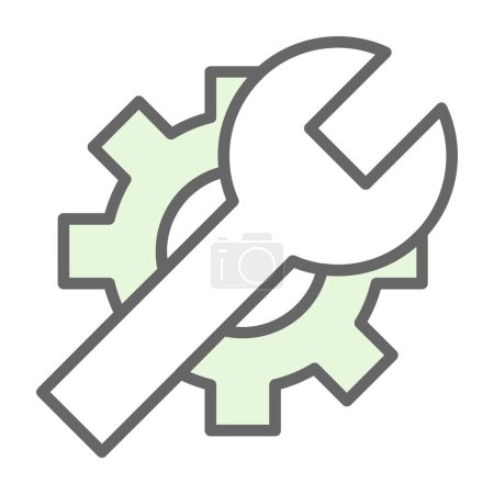 Foto de Icono plano de mantenimiento con llave inglesa y rueda dentada, ilustración vectorial - Imagen libre de derechos