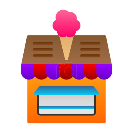 Téléchargez les illustrations : Icône de magasin de crème glacée, illustration vectorielle simple - en licence libre de droit
