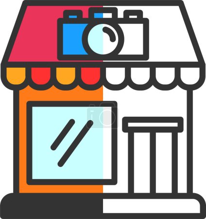 Ilustración de Icono de tienda de cámara, diseño de ilustración de vector simple - Imagen libre de derechos