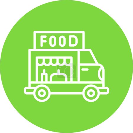 Ilustración de Vector ilustración plana del icono de camión de alimentos - Imagen libre de derechos