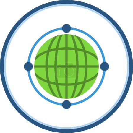 Illustration for Virtual World Globe   web icon, vector illustration - Royalty Free Image