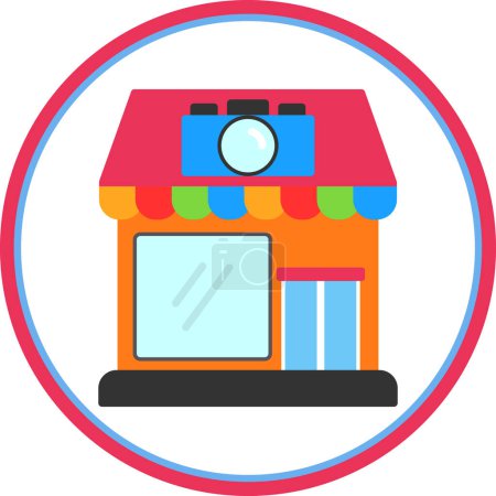 Ilustración de Icono de tienda de cámara, diseño de ilustración de vector simple - Imagen libre de derechos