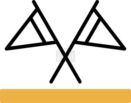 Zwei gekreuzte Flaggen Symbol, Vektorillustration