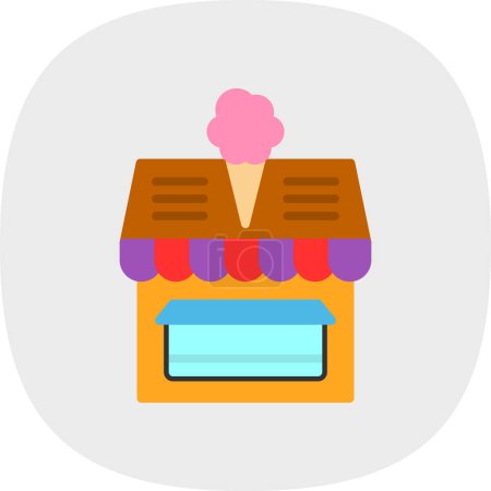 Téléchargez les illustrations : Icône de magasin de crème glacée, illustration vectorielle simple - en licence libre de droit