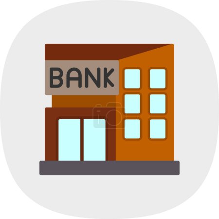 Téléchargez les illustrations : Icône du bâtiment bancaire. illustration de design plat. - en licence libre de droit
