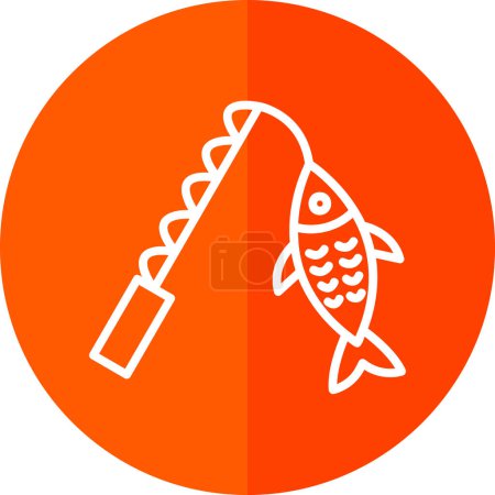 Téléchargez les illustrations : Icône de pêche illustration vectorielle contour - en licence libre de droit