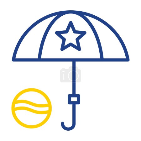 Illustration for Vector illustration of a beach umbrella with ball icon - Royalty Free Image