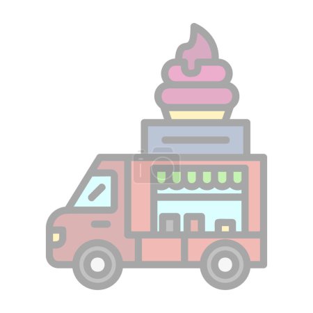 Ilustración de Vector ilustración plana del icono del camión de helados - Imagen libre de derechos