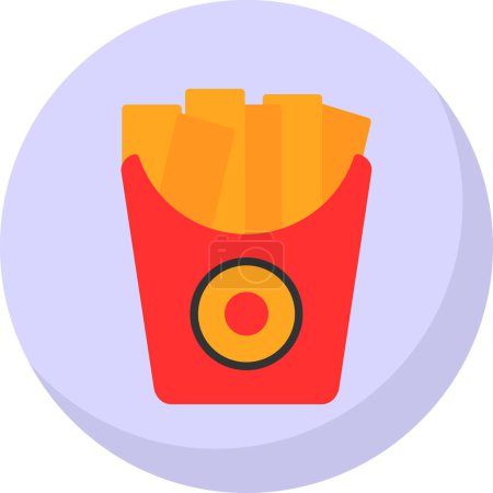 Téléchargez les illustrations : Vector illustration of Fried potatoes food icon, French fries - en licence libre de droit