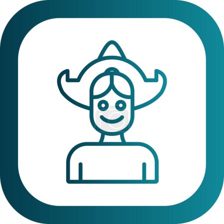 Illustration for Dutch woman icon. Girl wearing Dutch bonnet hat, traditional national woman costume element, vector illustration - Royalty Free Image