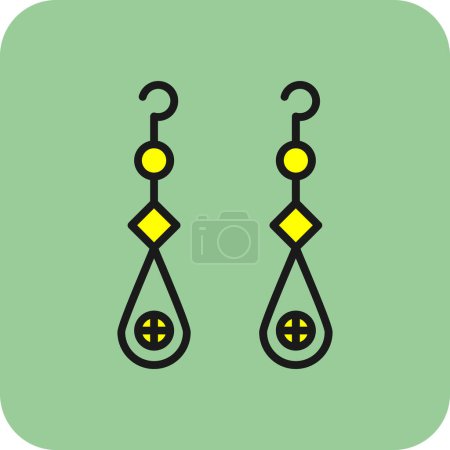 Téléchargez les illustrations : Boucles d'oreilles icône plate, illustration vectorielle - en licence libre de droit