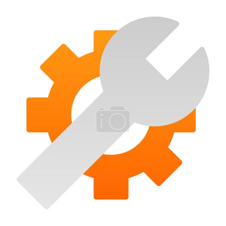 Illustration for Maintenance flat icon with wrench and cogwheel, vector illustration - Royalty Free Image