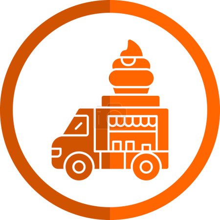 Téléchargez les illustrations : Illustration vectorielle plate de l'icône de camion de crème glacée - en licence libre de droit