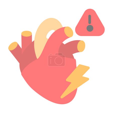 Ilustración de Ataque cardíaco con icono de órgano. contorno diseño del corazón - Imagen libre de derechos