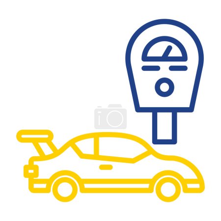 Téléchargez les illustrations : Compteur de stationnement avec icône de voiture illustration vectorielle - en licence libre de droit