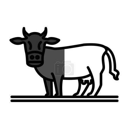 Téléchargez les illustrations : Icône vectorielle d'une vache - en licence libre de droit