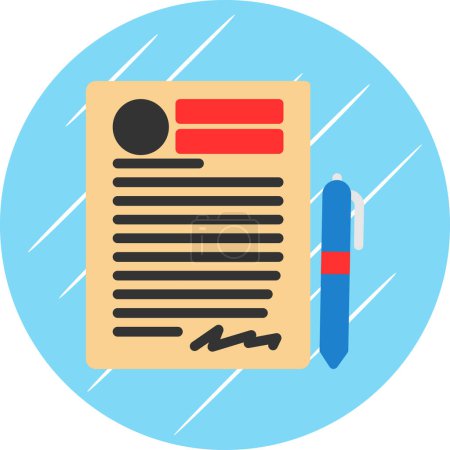Illustration for Contract and pen flat icon, vector illustration - Royalty Free Image