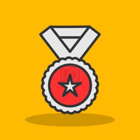 Téléchargez les illustrations : Médaille avec étoile. icône web illustration simple - en licence libre de droit