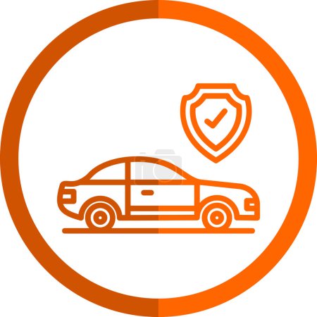 Ilustración de Icono web de seguro de coche ilustración simple en blanco - Imagen libre de derechos