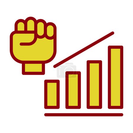 Illustration for Motivation concept with business graph with fist icon vector illustration - Royalty Free Image