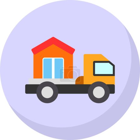 Illustration for Delivery truck with house icon, vector illustration - Royalty Free Image