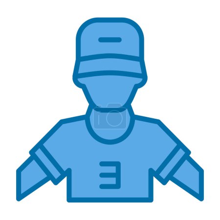 Téléchargez les illustrations : Icône joueur de baseball, illustration vectorielle - en licence libre de droit