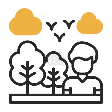 Ilustración de Vector icono de Aventurero con árboles - Imagen libre de derechos