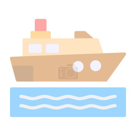 Téléchargez les illustrations : Illustration vectorielle de bateau de croisière colorée design simple - en licence libre de droit