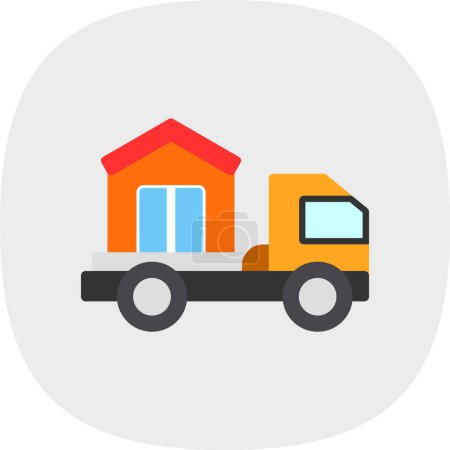 Ilustración de Camión de reparto con icono de la casa, ilustración de vectores - Imagen libre de derechos