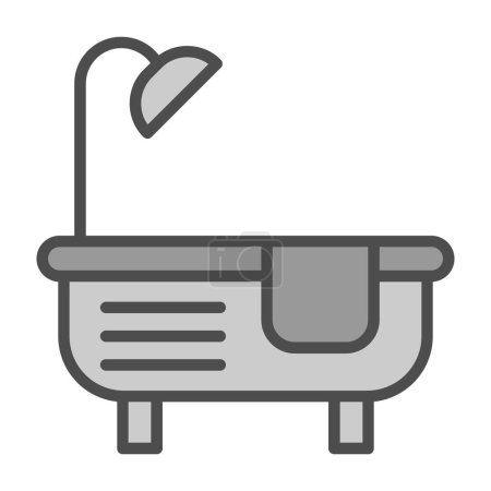 Téléchargez les illustrations : Illustration vectorielle de l'icône de baignoire plate - en licence libre de droit