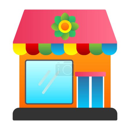 Téléchargez les illustrations : Icône de bâtiment de magasin de fleurs, conception vectorielle d'illustration - en licence libre de droit