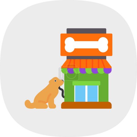 Ilustración de Icono del edificio de la tienda de mascotas, diseño de ilustración vectorial - Imagen libre de derechos
