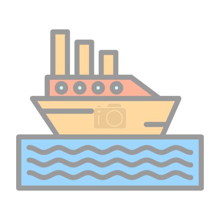 Téléchargez les illustrations : Ferryboat icône plate, illustration vectorielle design simple - en licence libre de droit