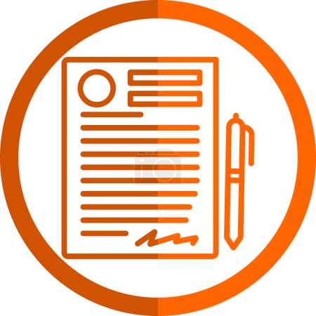 Téléchargez les illustrations : Contrat et stylo icône plate, illustration vectorielle - en licence libre de droit