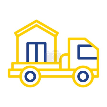 Téléchargez les illustrations : Camion de livraison avec icône de la maison, illustration vectorielle - en licence libre de droit