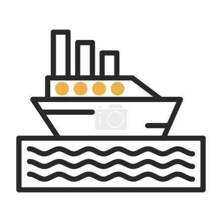 Téléchargez les illustrations : Icône de ferry, illustration vectorielle design simple sur blanc - en licence libre de droit