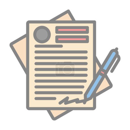 Ilustración de Contrato de papel icono web, ilustración vectorial - Imagen libre de derechos
