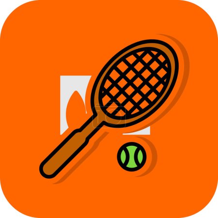 Téléchargez les illustrations : Raquette de tennis icône. design plat - en licence libre de droit