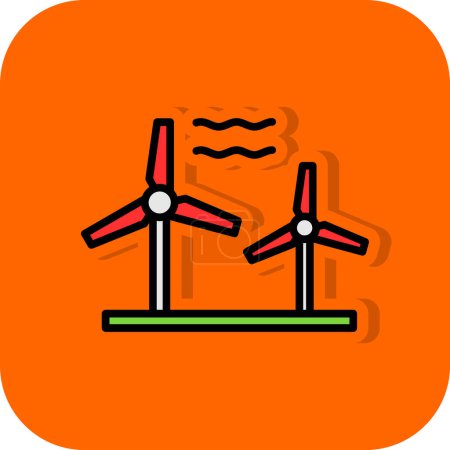 Windenergieanlagen. Illustration des Windkraftvektors. Zeichen für erneuerbare Energien 