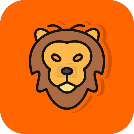Ilustración de Icono de cabeza de león, ilustración vectorial diseño simple - Imagen libre de derechos