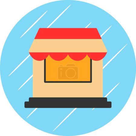 Téléchargez les illustrations : Icône de bâtiment de magasin simple, conception vectorielle d'illustration - en licence libre de droit