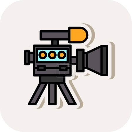 Ilustración de Icono de la cámara de vídeo, ilustración vectorial diseño simple - Imagen libre de derechos